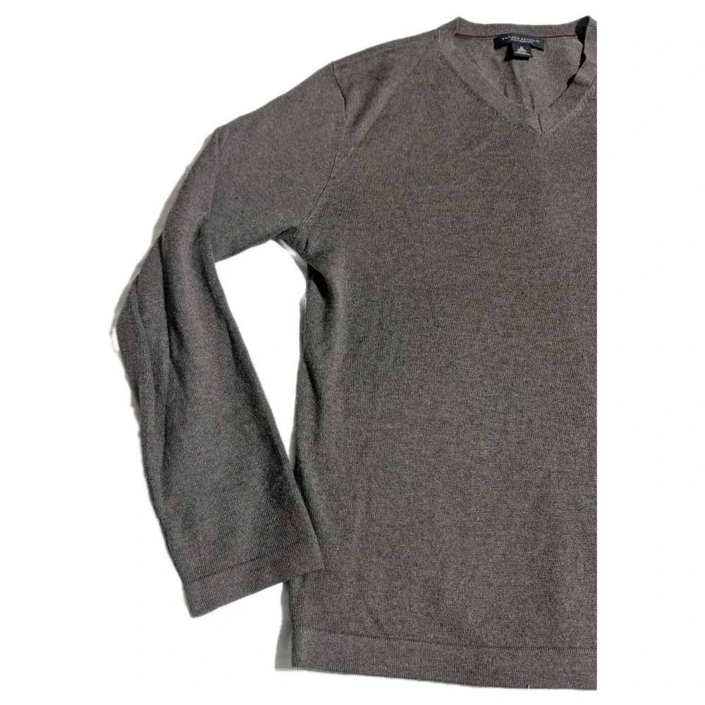 Banana Republic Mens M Silk Cashmere V-Neck Sweater Brown Fine Knit‎ Luxury